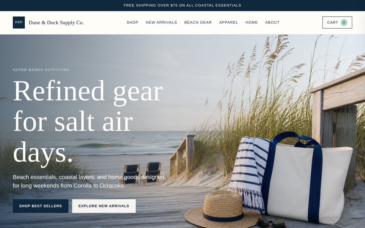 Dune & Dock Supply Co. e-commerce website