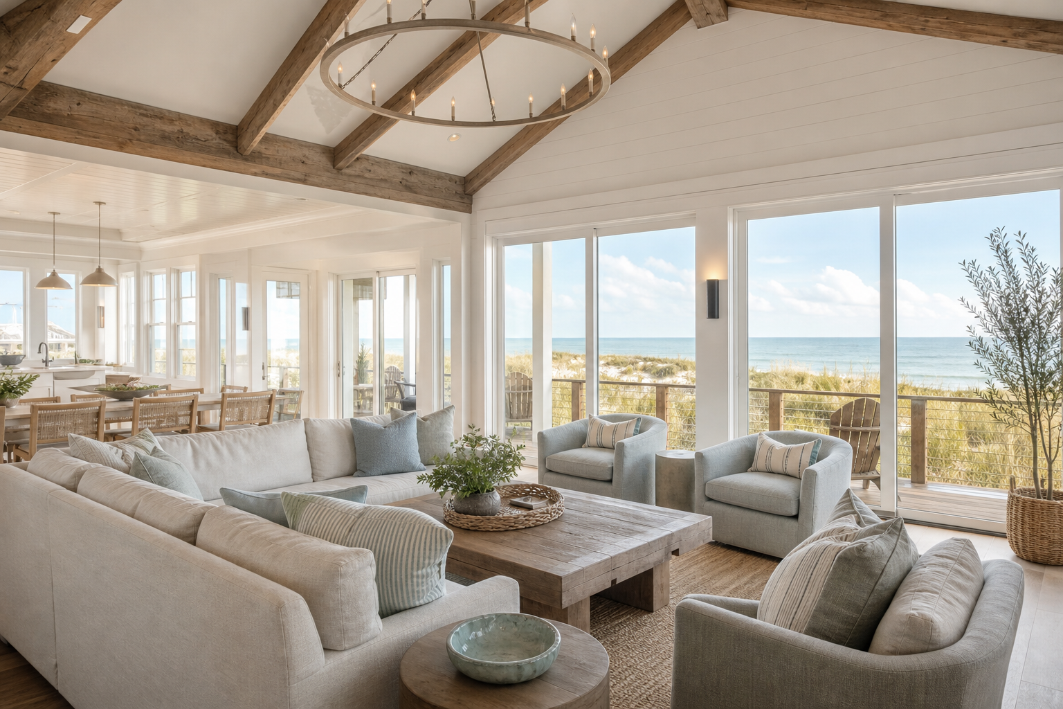 Luxury ocean view great room inside a vacation rental
