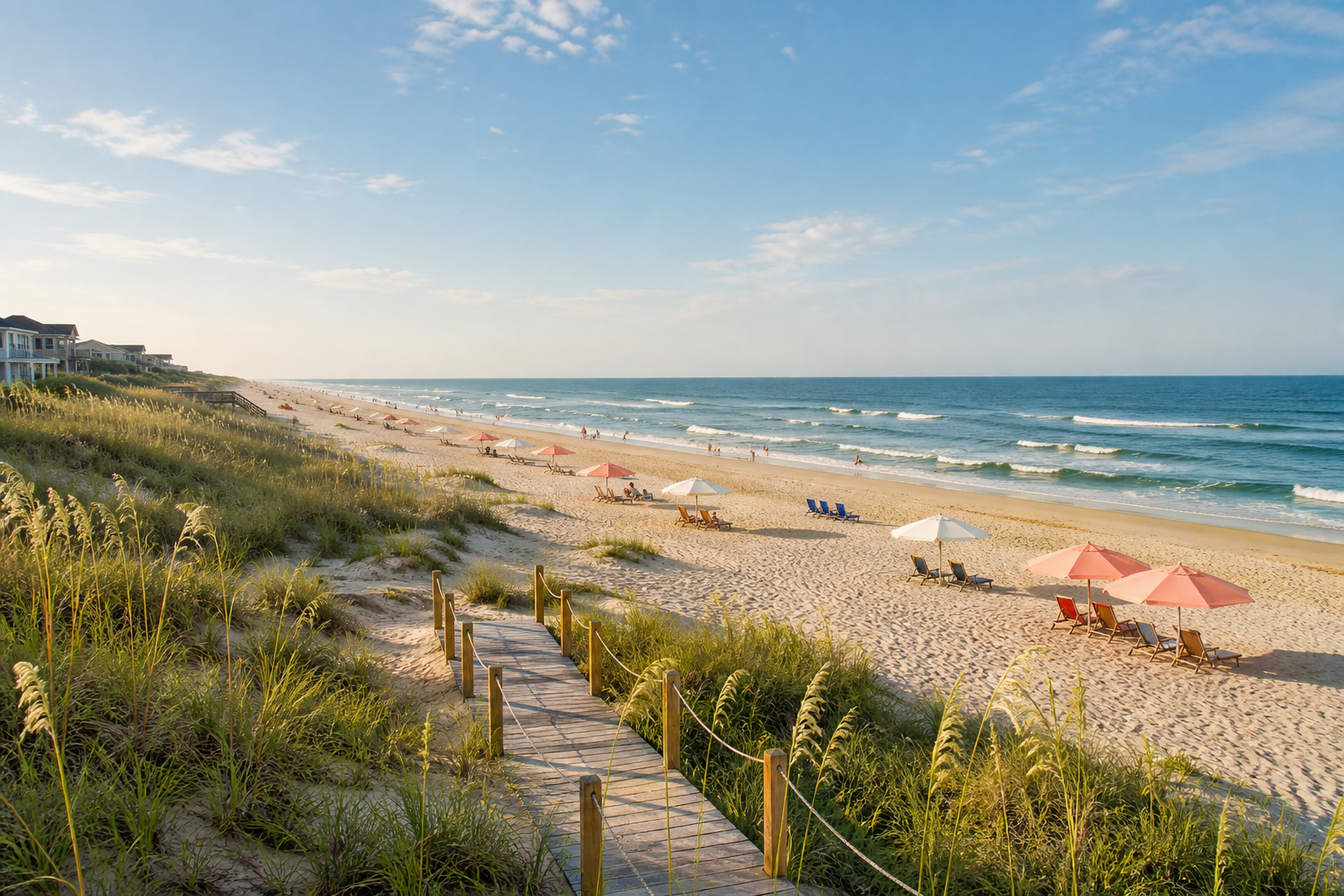 Outer Banks beach with dunes and ocean